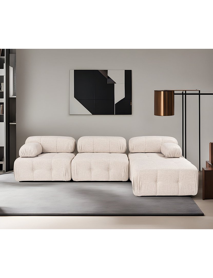 Sofá Modular Chaise Longue Doblo Castanho Claro