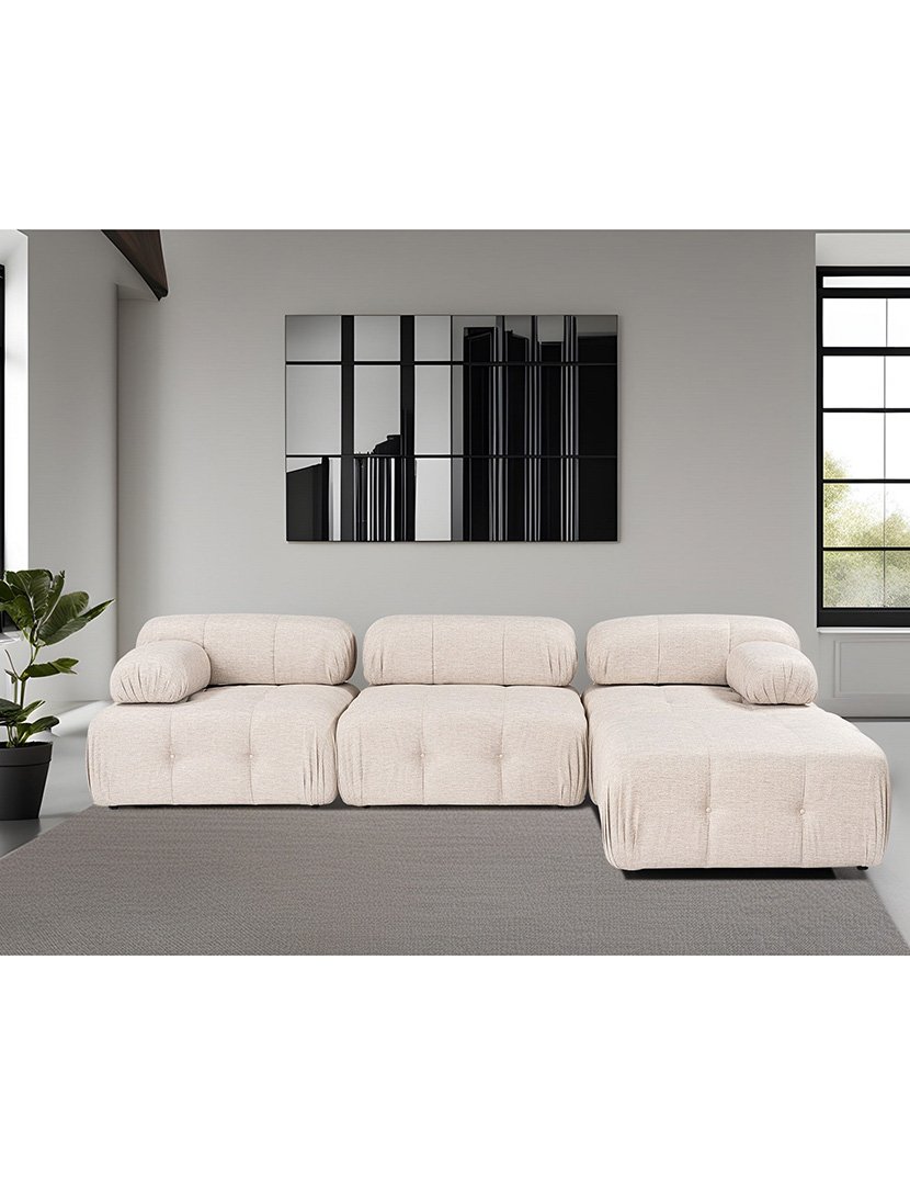 Sofá Modular Chaise Longue Doblo Castanho Claro