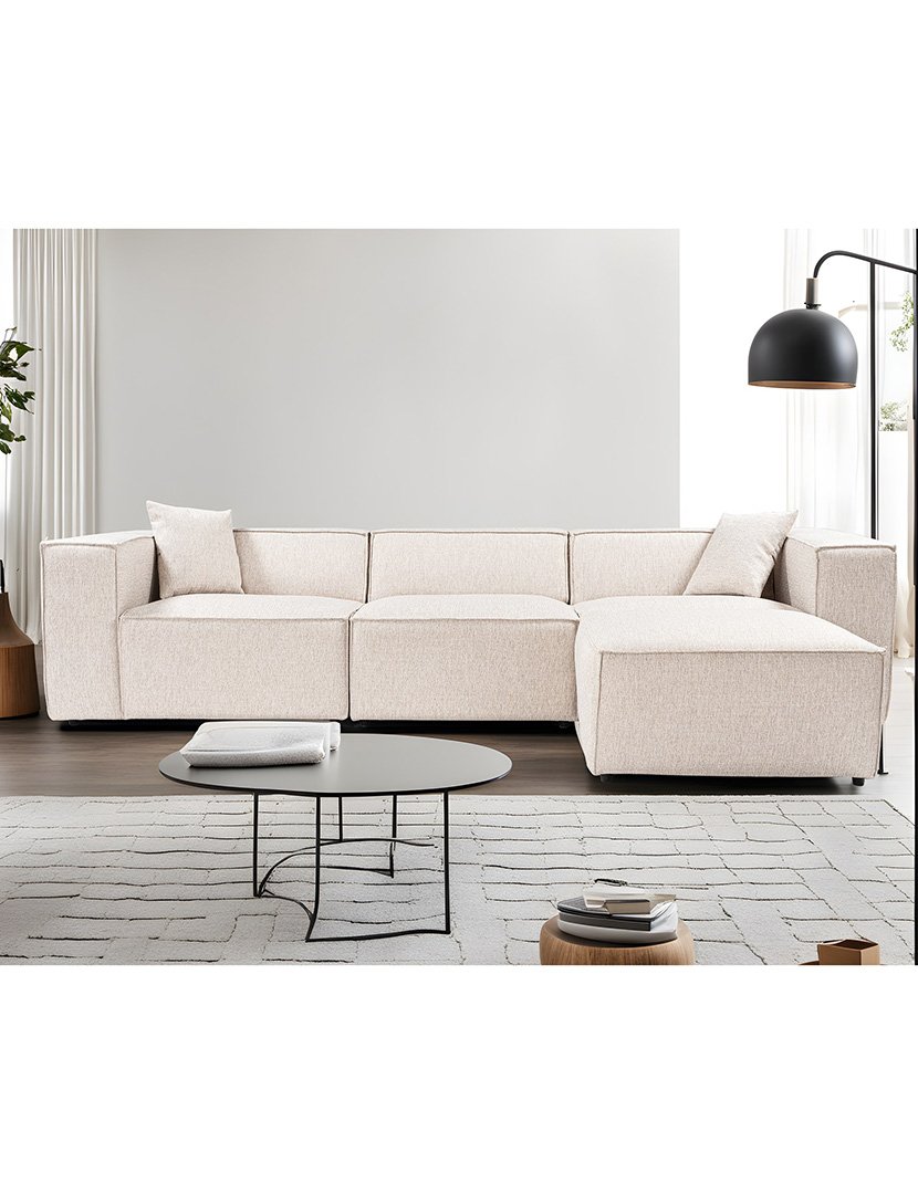 Sofá Modular Chaise Longue Lora Castanho Claro