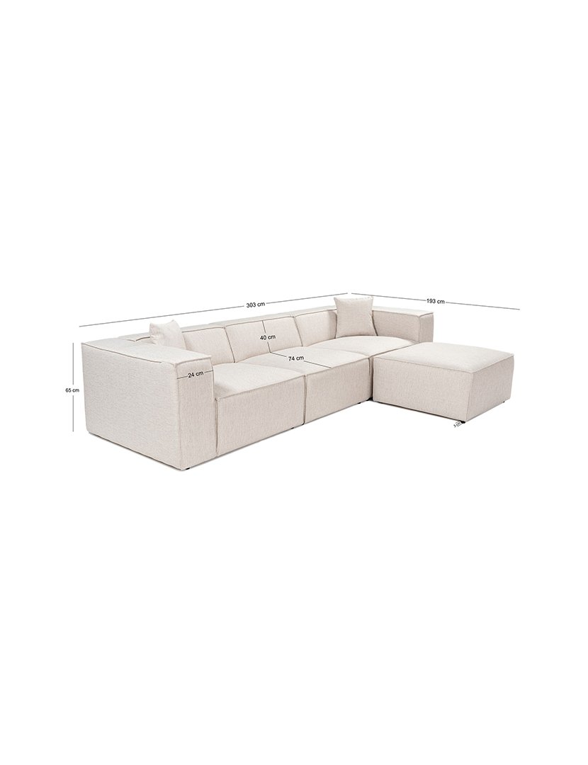 Sofá Modular Chaise Longue Lora Castanho Claro