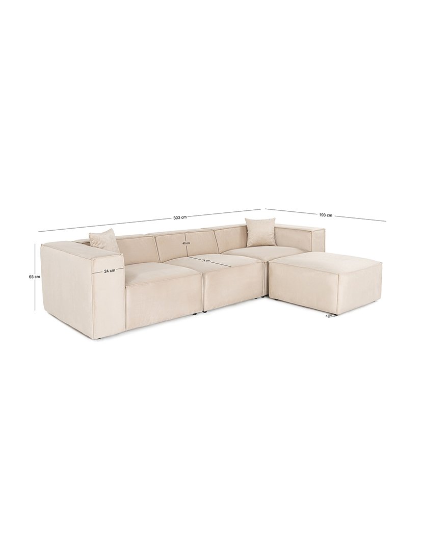 Sofá Modular Chaise Longue Lora Creme