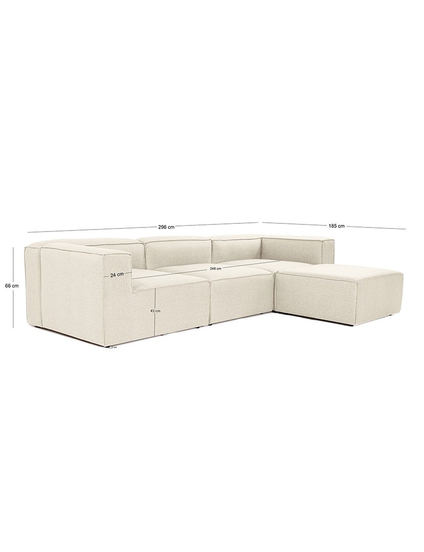 Sofá Modular Chaise Longue Fora Cru