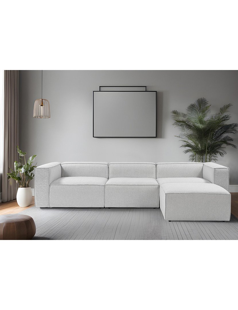 Sofá Modular Chaise Longue Fora Cinzento