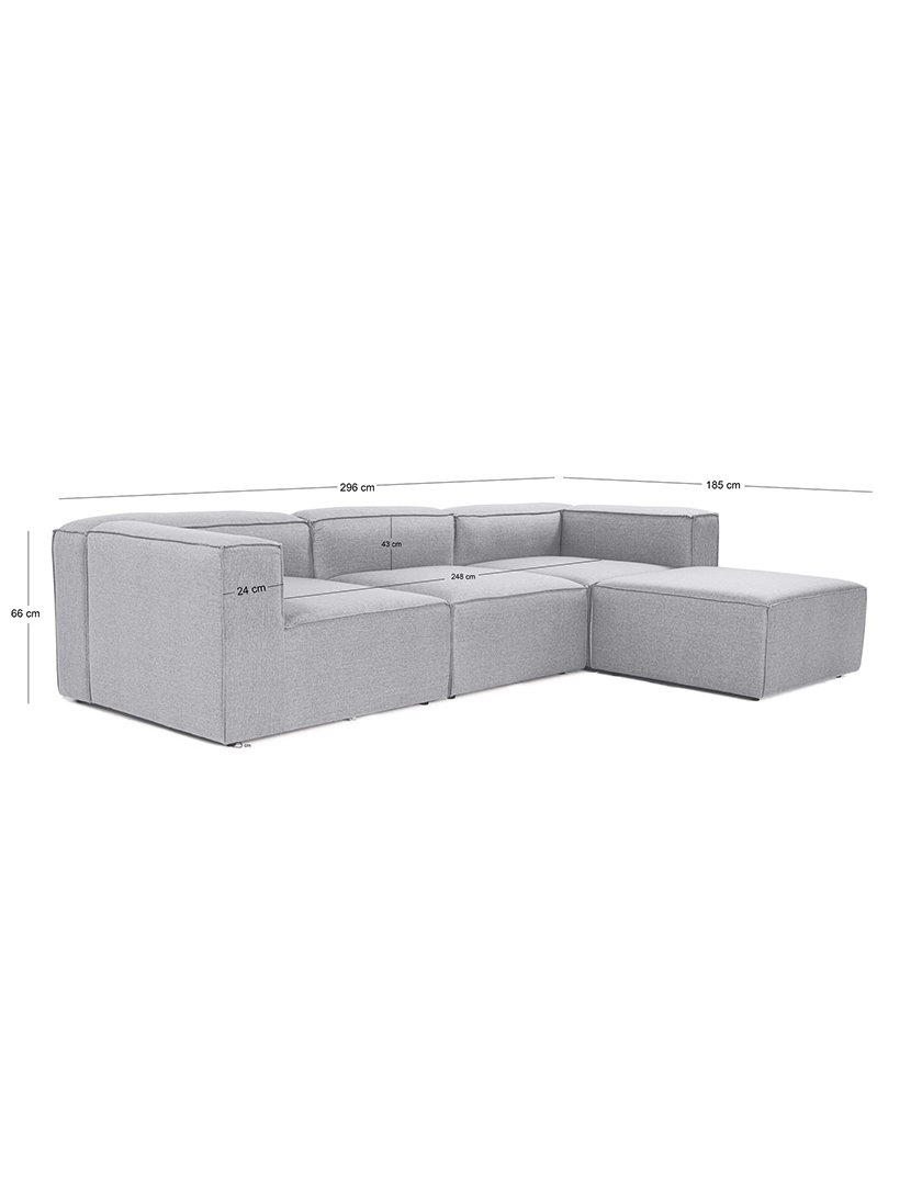 Sofá Modular Chaise Longue Fora Cinzento