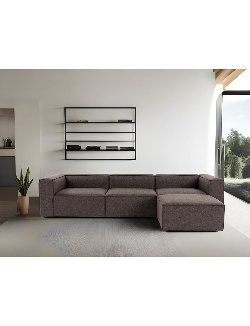 Sofá Modular Chaise Longue Fora Castanho Escuro