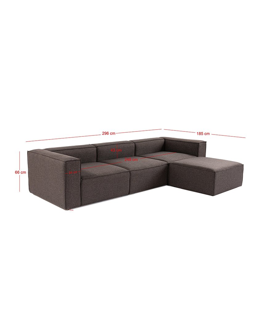 Sofá Modular Chaise Longue Fora Castanho Escuro