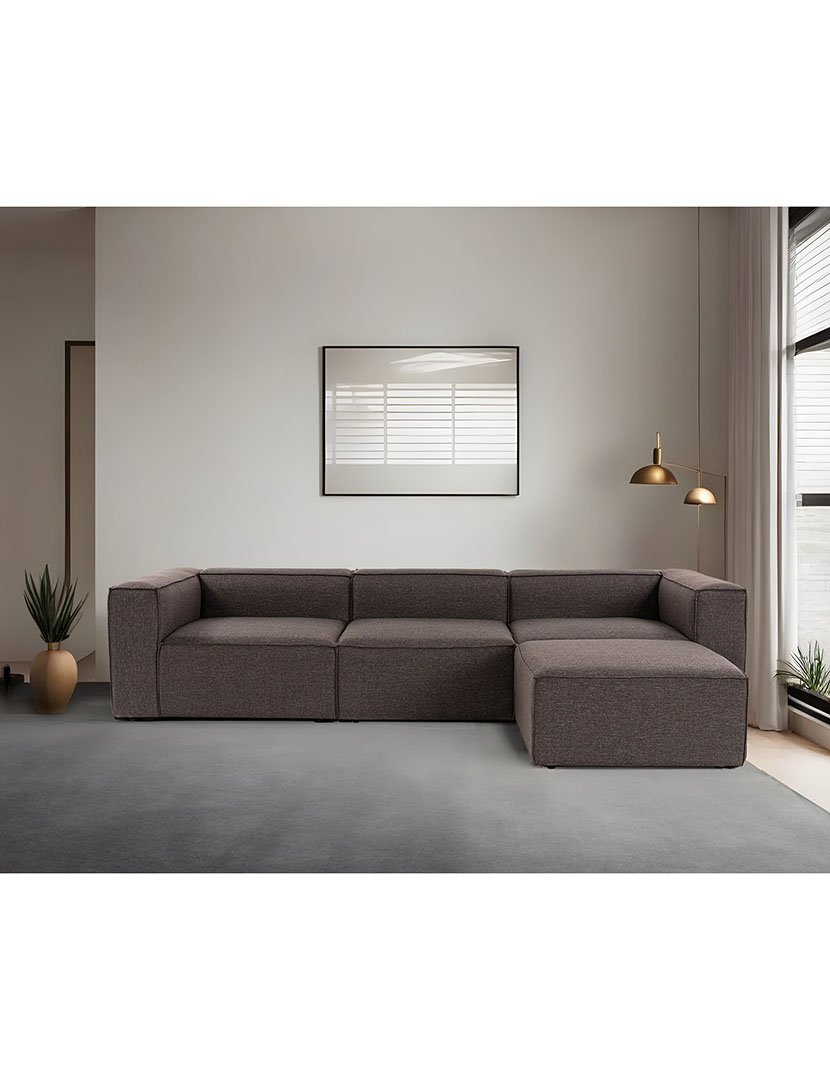 Sofá Modular Chaise Longue Fora Castanho Escuro