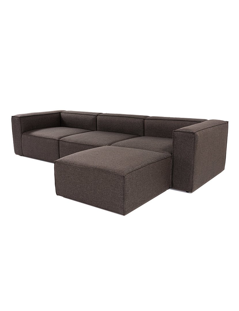 Sofá Modular Chaise Longue Fora Castanho Escuro