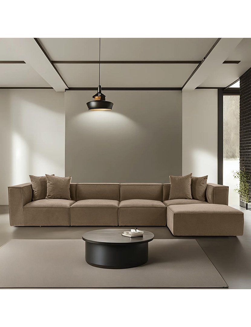 Sofá Modular Chaise Longue Sora Castanho