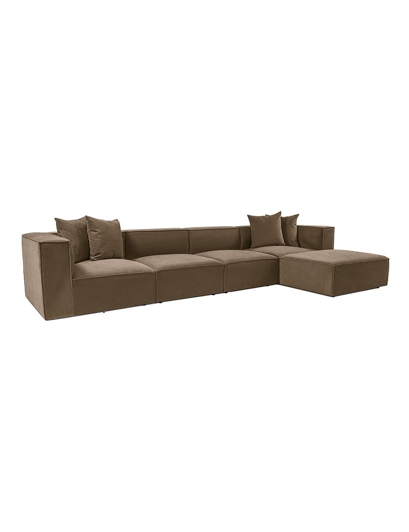 Sofá Modular Chaise Longue Sora Castanho
