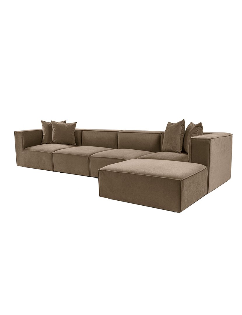 Sofá Modular Chaise Longue Sora Castanho