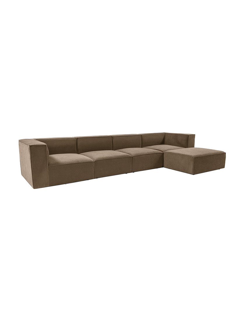 Sofá Modular Chaise Longue Sora Castanho
