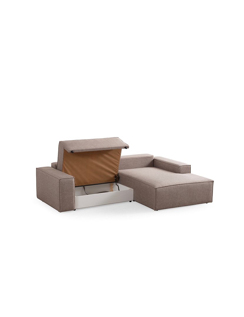 Sofá Cama Chaise Longue Direito Pirlo Castanho