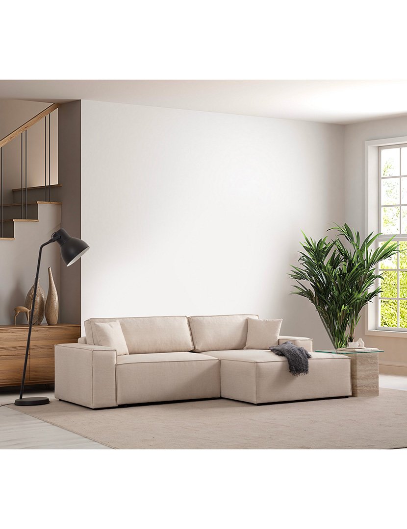 Sofá Cama Chaise Longue Direito Pirlo Cru