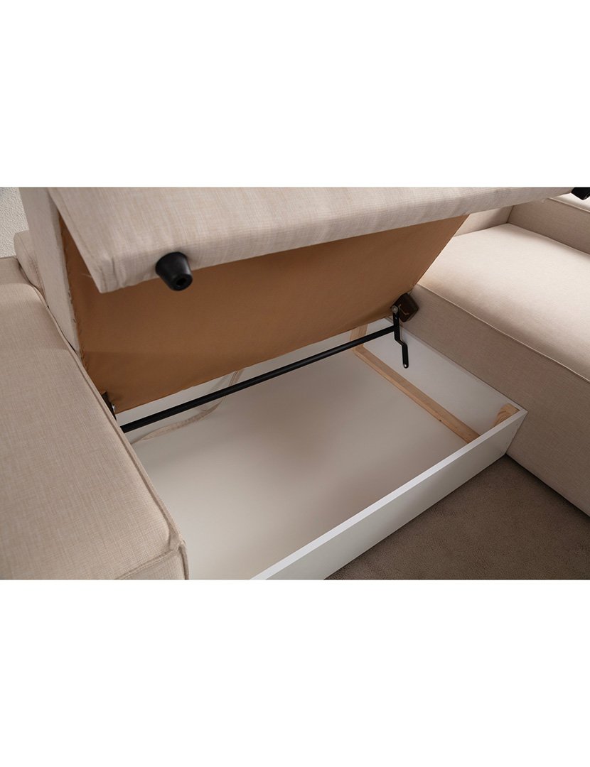 Sofá Cama Chaise Longue Direito Pirlo Cru