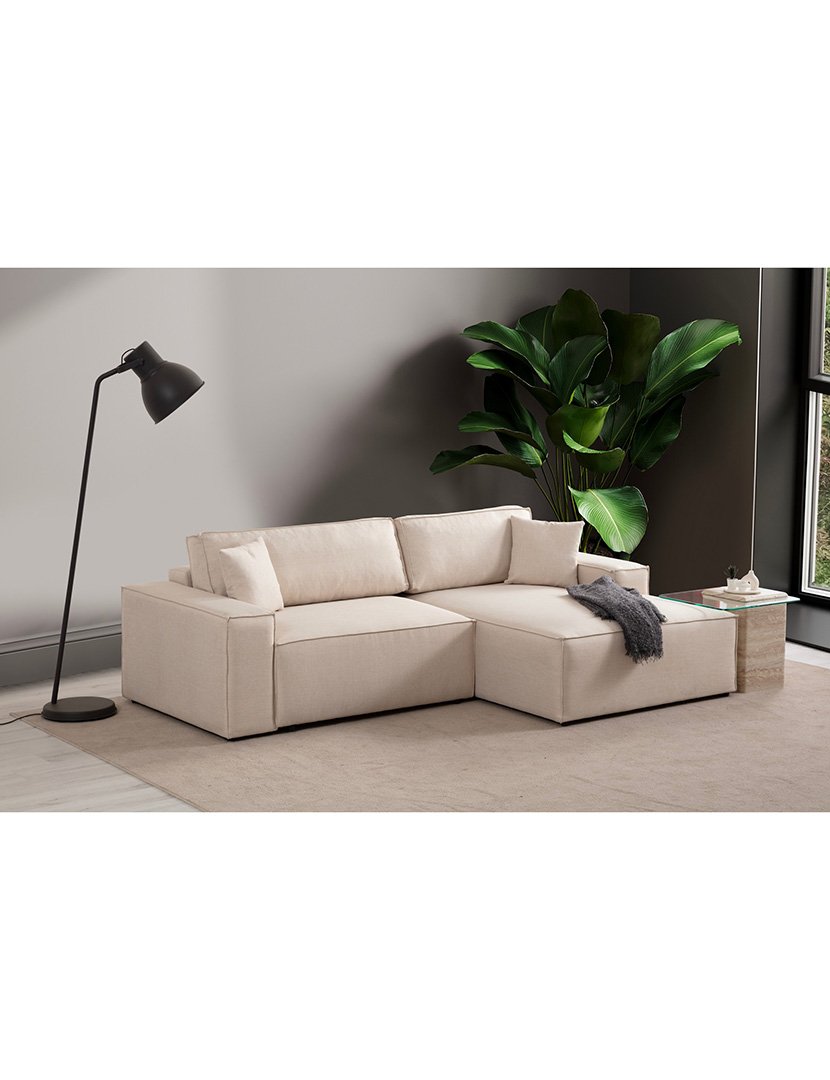 Sofá Cama Chaise Longue Direito Pirlo Cru