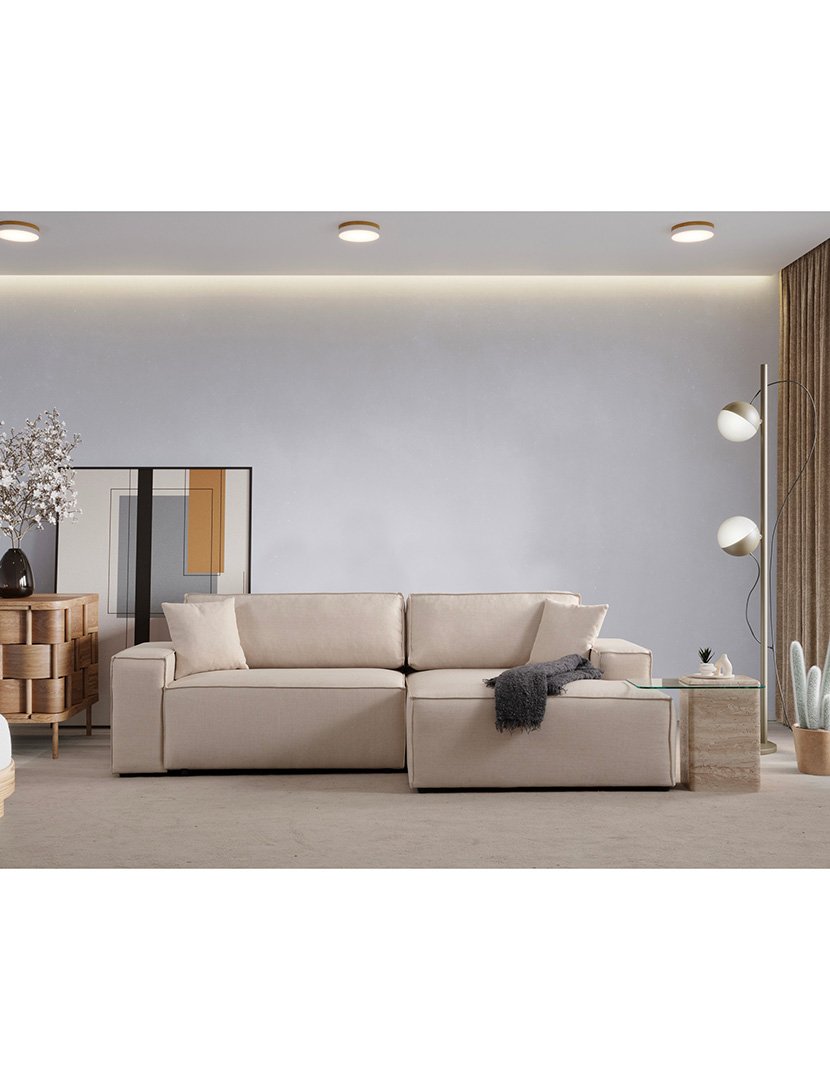 Sofá Cama Chaise Longue Direito Pirlo Cru