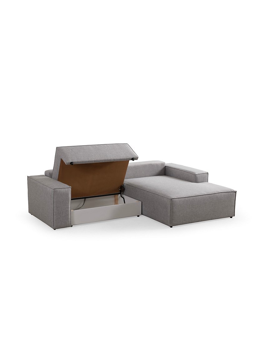 Sofá Cama Chaise Longue Direito Pirlo Cinzento Claro