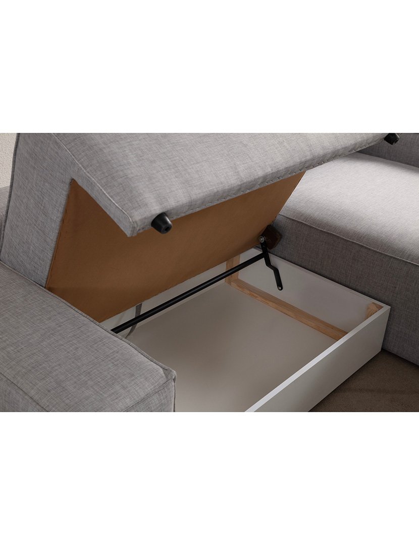 Sofá Cama Chaise Longue Direito Pirlo Cinzento Claro
