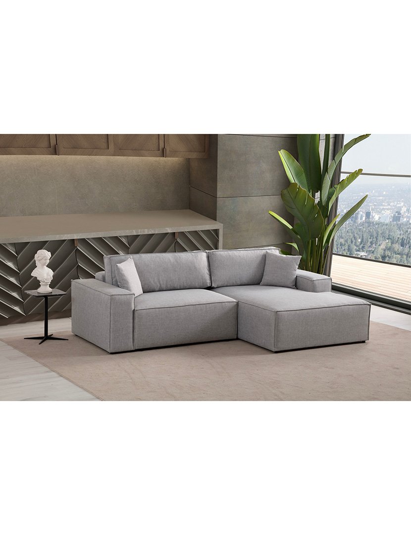 Sofá Cama Chaise Longue Direito Pirlo Cinzento Claro