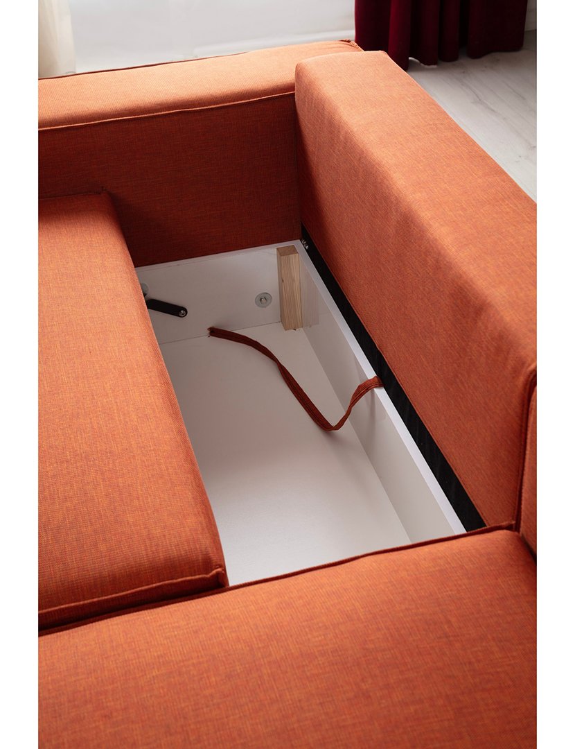 Sofá Cama Chaise Longue Direito Pirlo Laranja