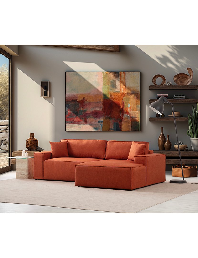 Sofá Cama Chaise Longue Direito Pirlo Laranja