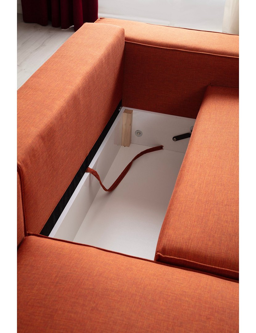 Sofá Cama Chaise Longue Esquerdo Pirlo Laranja