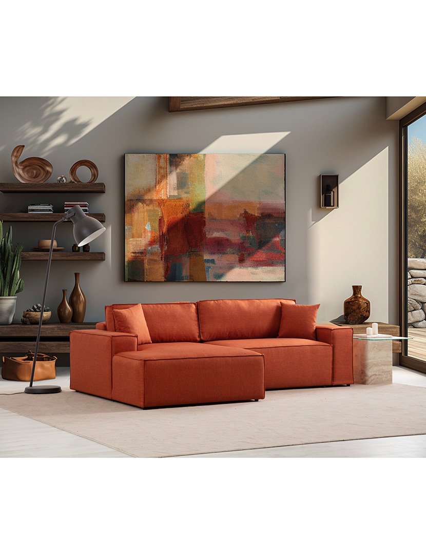 Sofá Cama Chaise Longue Esquerdo Pirlo Laranja