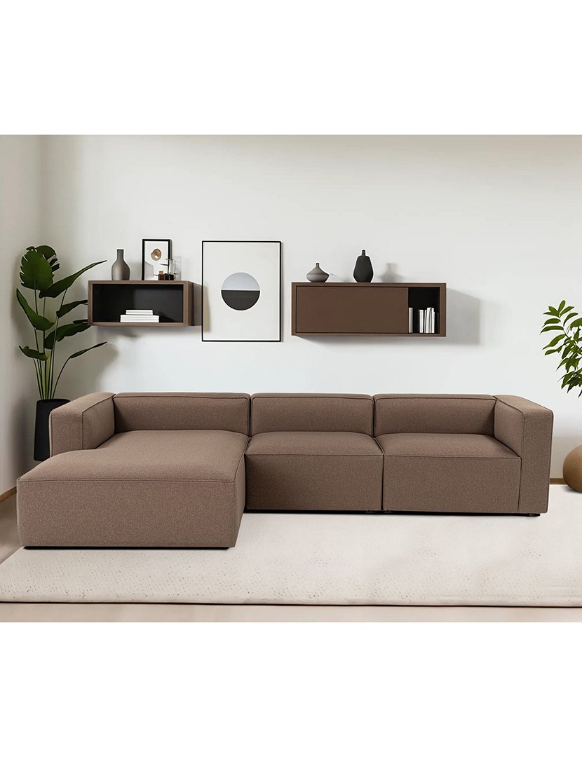 Sofá Modular Chaise Longue Esquerdo Mora XL Castanho