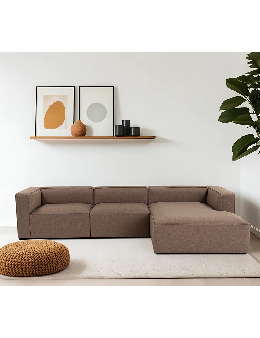 Sofá Modular Chaise Longue Direito Mora XL Castanho