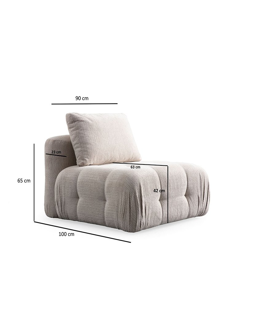 Sofá Modular Chaise Longue 3L Amaris Bege