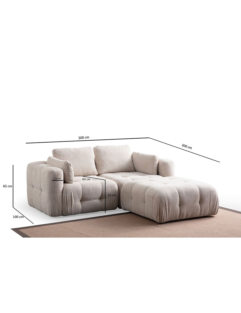Sofá Modular Chaise Longue 2L Amaris Bege