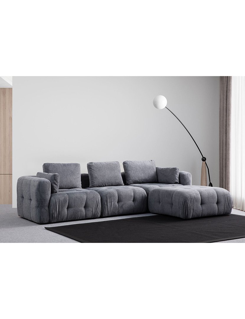 Sofá Modular Chaise Longue 3L Amaris Cinzento