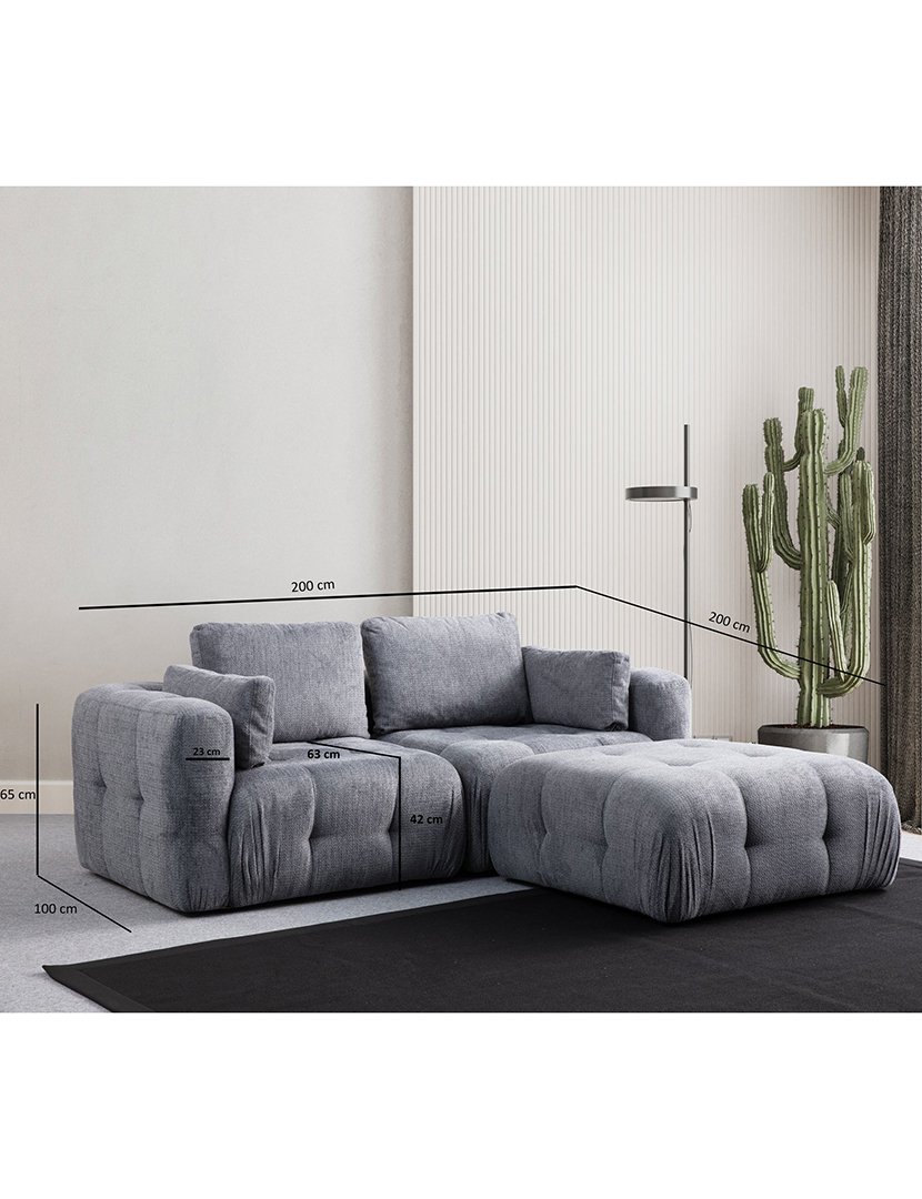 Sofá Modular Chaise Longue 2L Amaris Cinzento