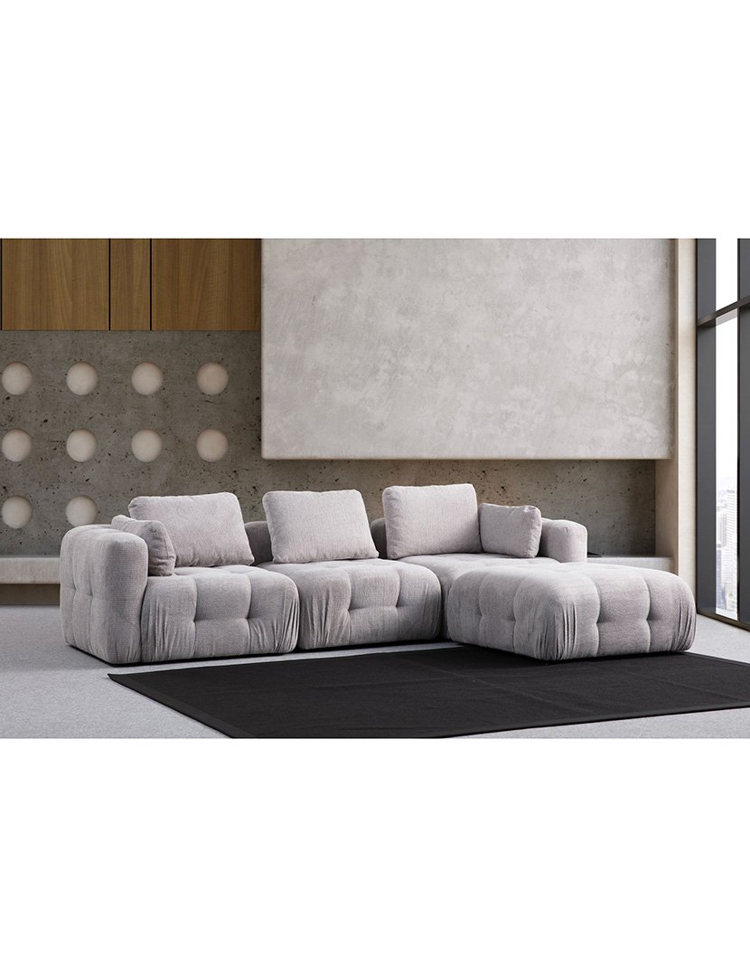 Sofá Modular Chaise Longue 3L Amaris Cinzento Claro