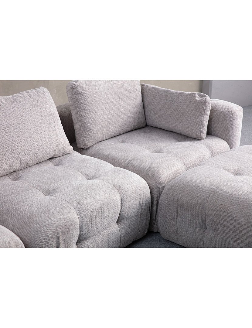 Sofá Modular Chaise Longue 3L Amaris Cinzento Claro