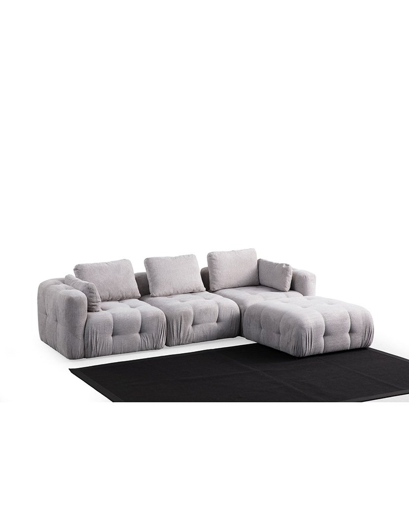 Sofá Modular Chaise Longue 3L Amaris Cinzento Claro