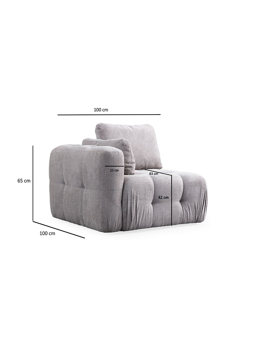 Sofá Modular Chaise Longue 2L Amaris Cinzento Claro