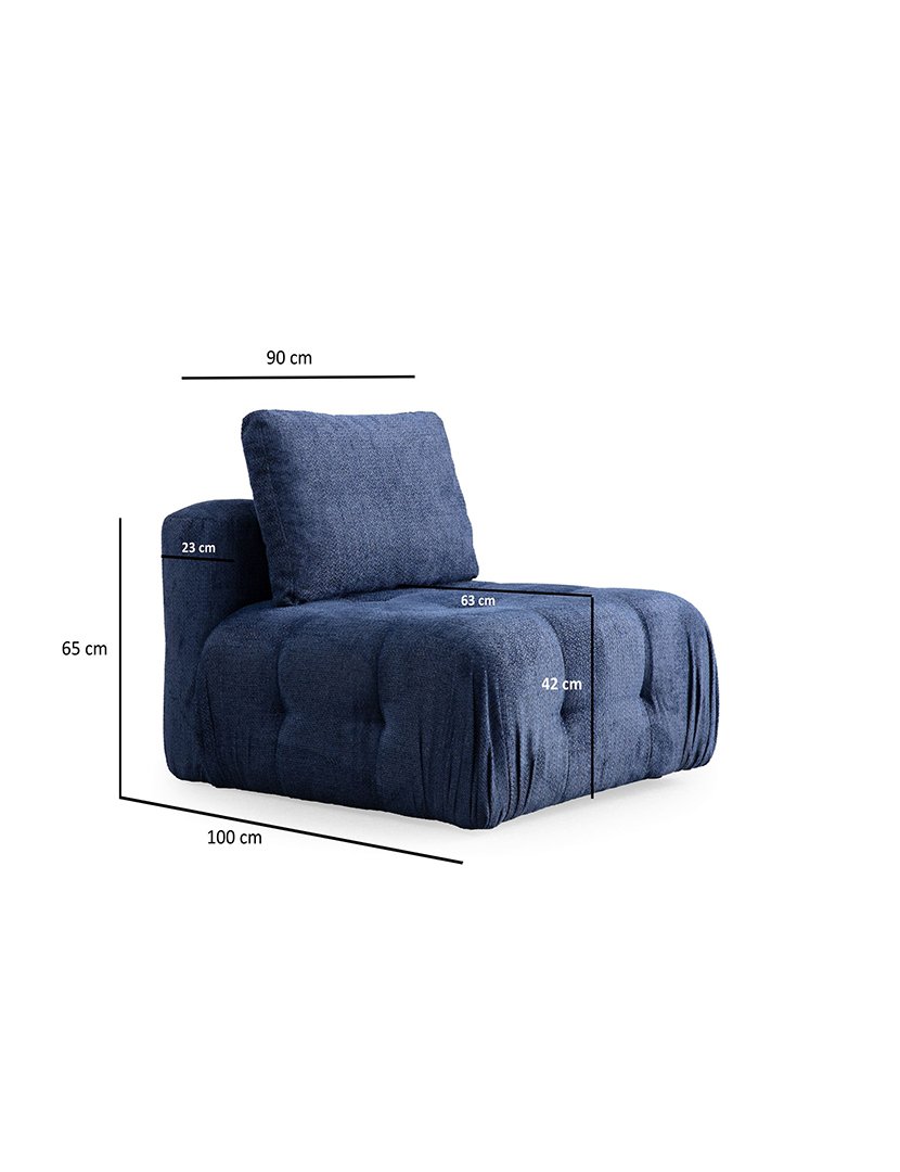 Sofá Modular Chaise Longue 3L Amaris Azul Marinho