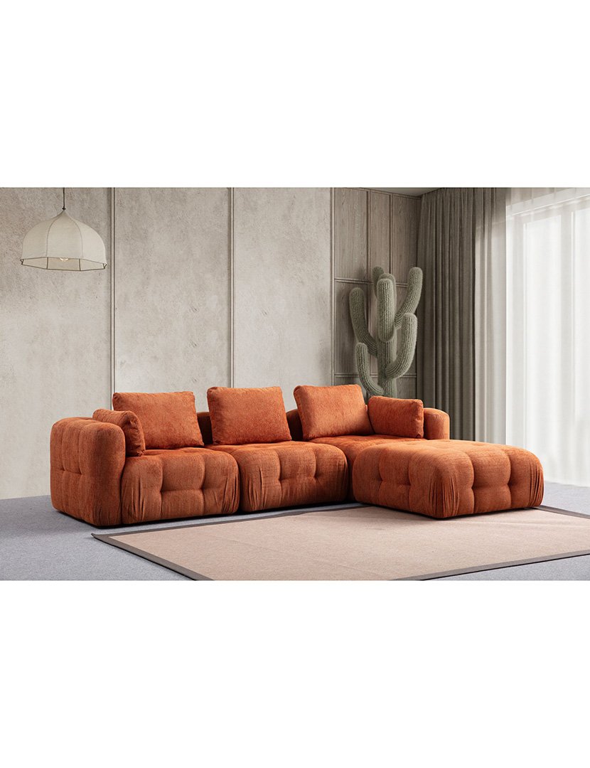 Sofá Modular Chaise Longue 3L Amaris Laranja