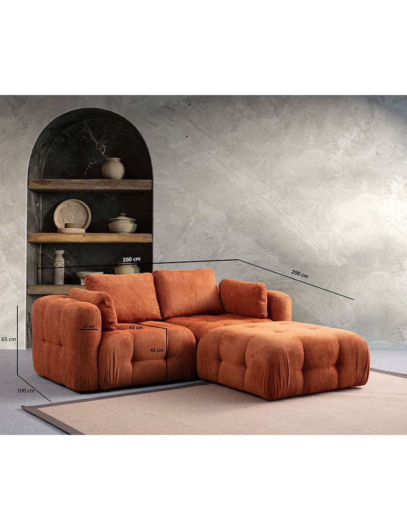 Sofá Modular Chaise Longue 2L Amaris Laranja