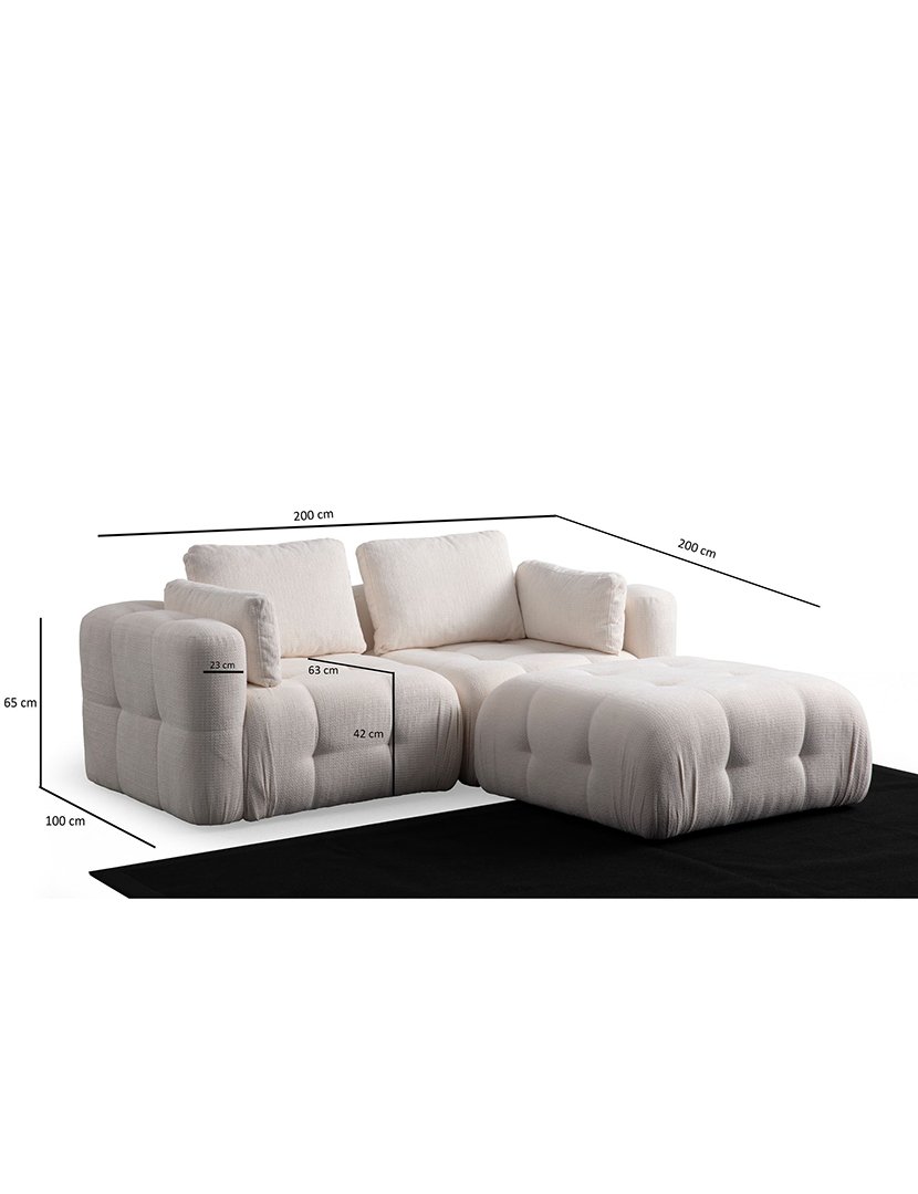 Sofá Modular Chaise Longue 2L Amaris Branco