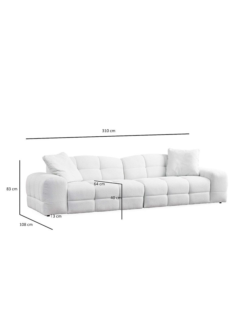 Pescara White 3-Seater Modular Sofa