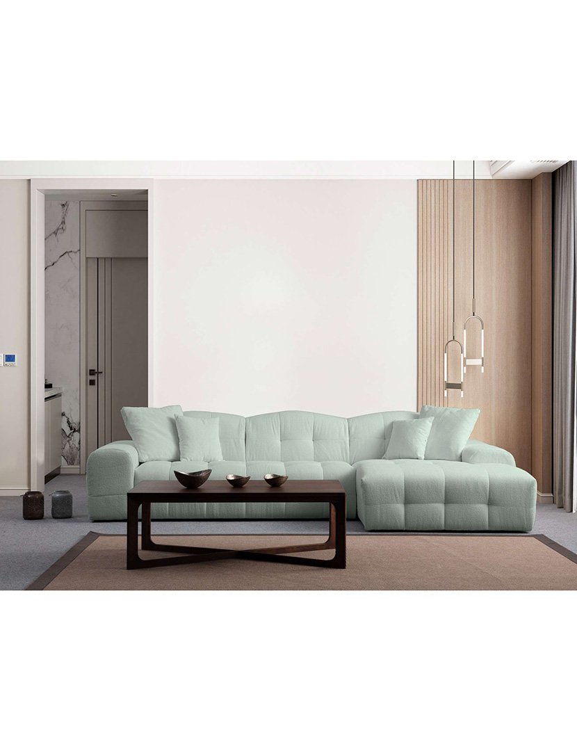 Light Green Pescara Modular Sofa with Chaise Longue