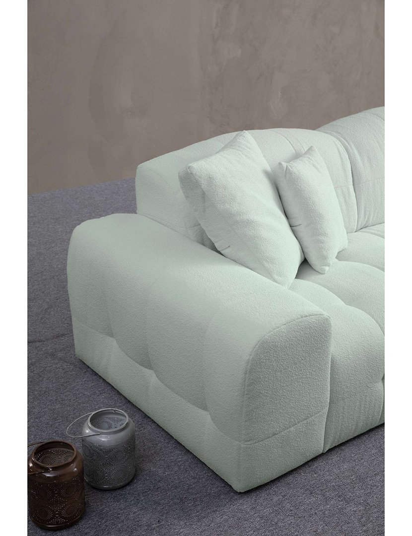 Light Green Pescara Modular Sofa with Chaise Longue