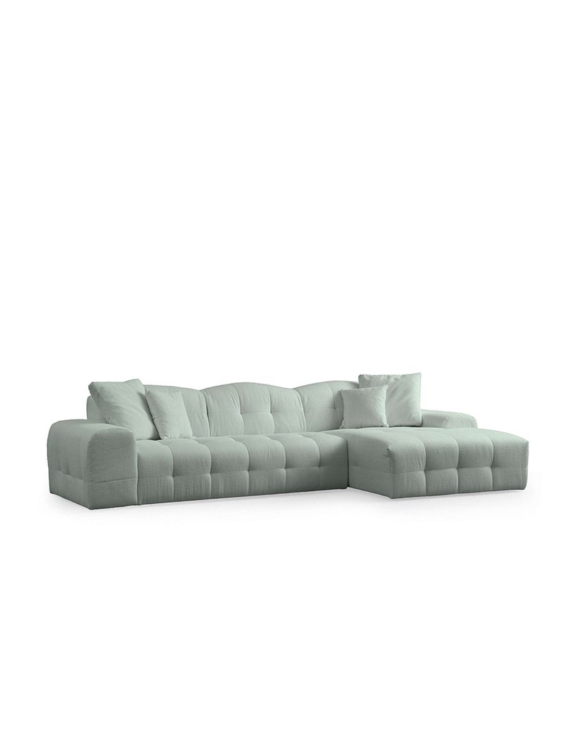 Light Green Pescara Modular Sofa with Chaise Longue