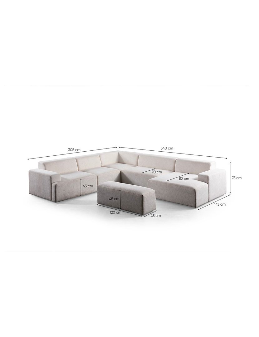 Melva White Corner Modular Sofa