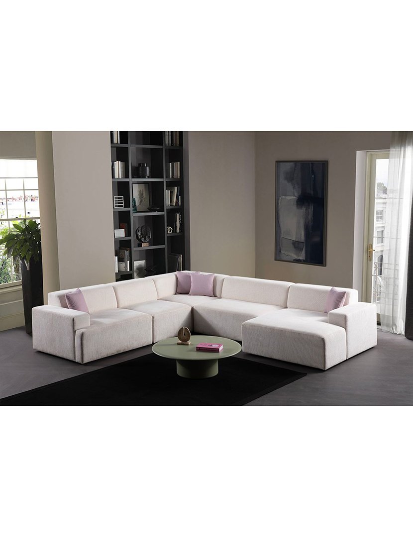 Melva White Corner Modular Sofa