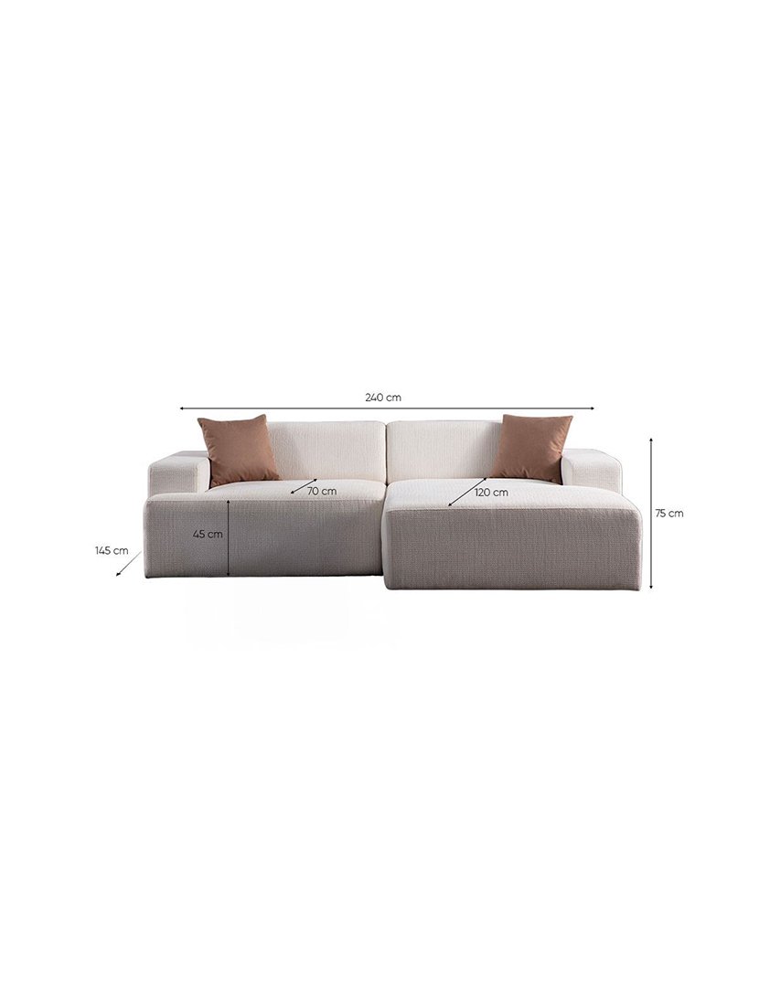 Melva White Modular Chaise Longue Sofa
