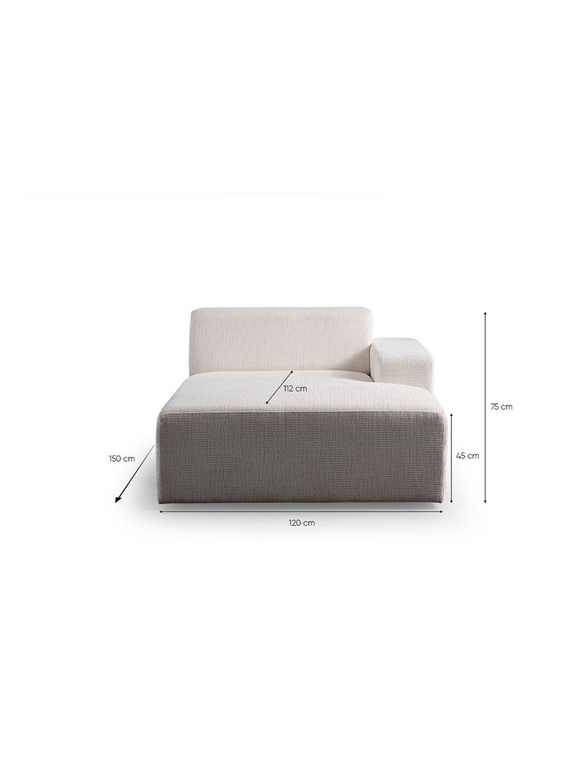 Melva White Modular Chaise Longue Sofa